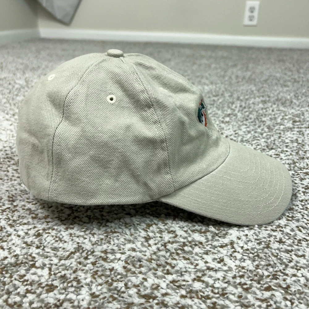 Miami Dolphins Hat Cap Strap‎ Back Mens One Size Beige NFL Football NFL Logo